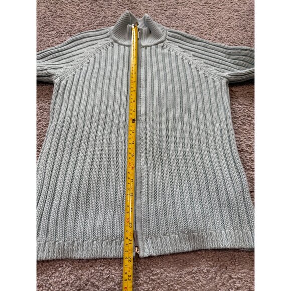 Talbots Petite Zip Front Ribbed Sweater Size S Light Blue Soft Warm HIgh Collar - Picture 4 of 7